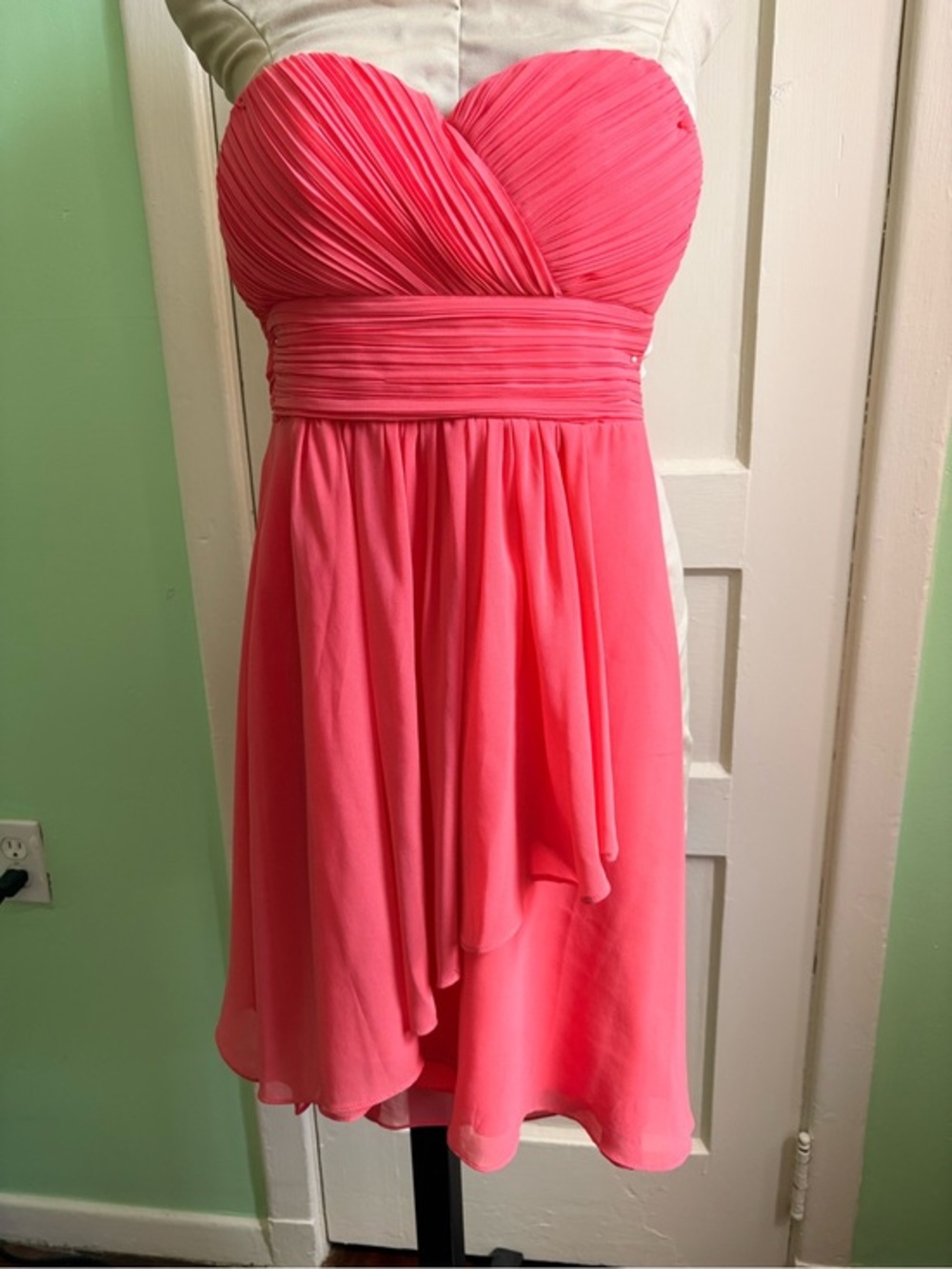 Ever Pretty Strapless Pleated Chiffon Dress in Coral